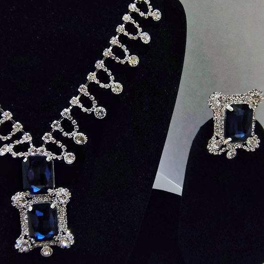 Royal Blue Cubic Zirconia Necklace and Earrings