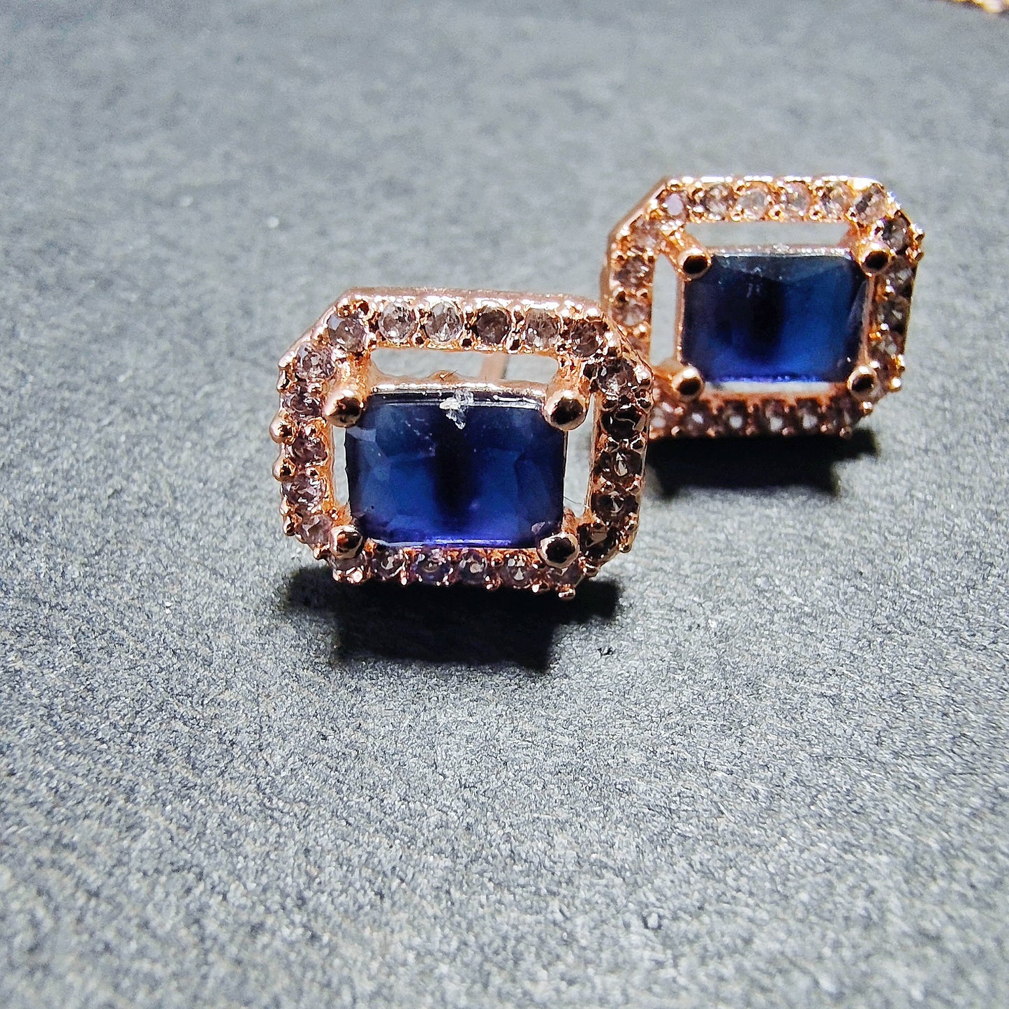 Luxe Emerald-Cut Blue Stone Jewelry Set