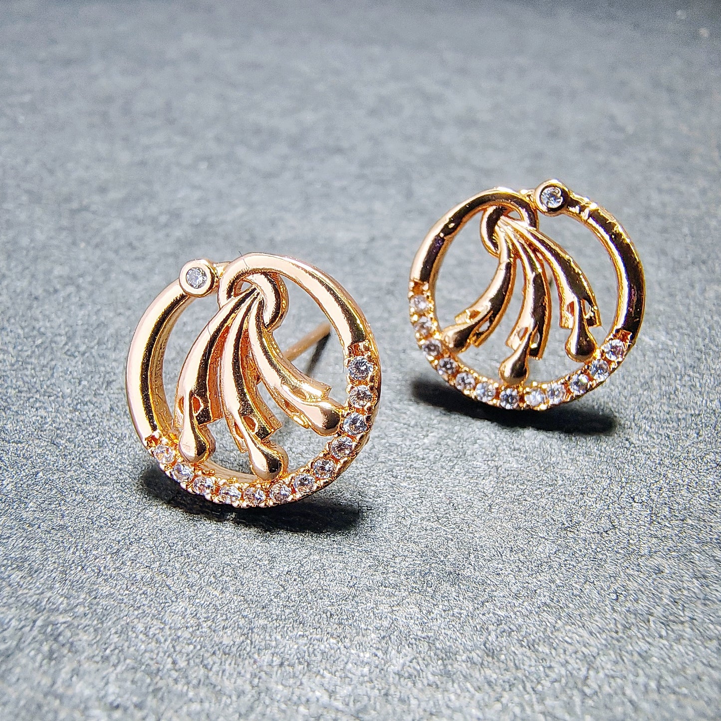 Floral Wave Crystal Necklace and Stud Earrings
