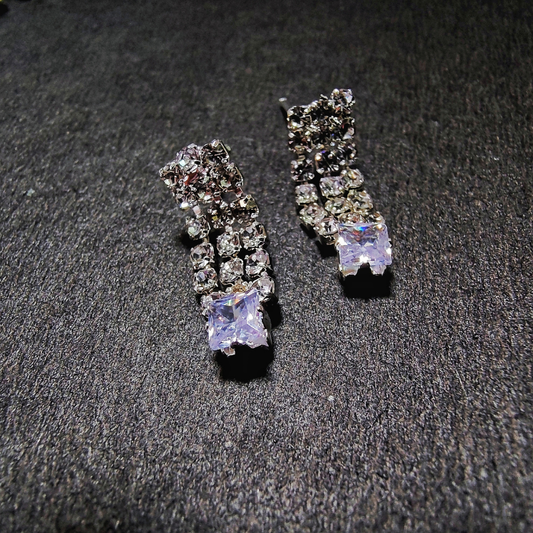 Glamorous Silver American Diamond Necklace and Earring Set