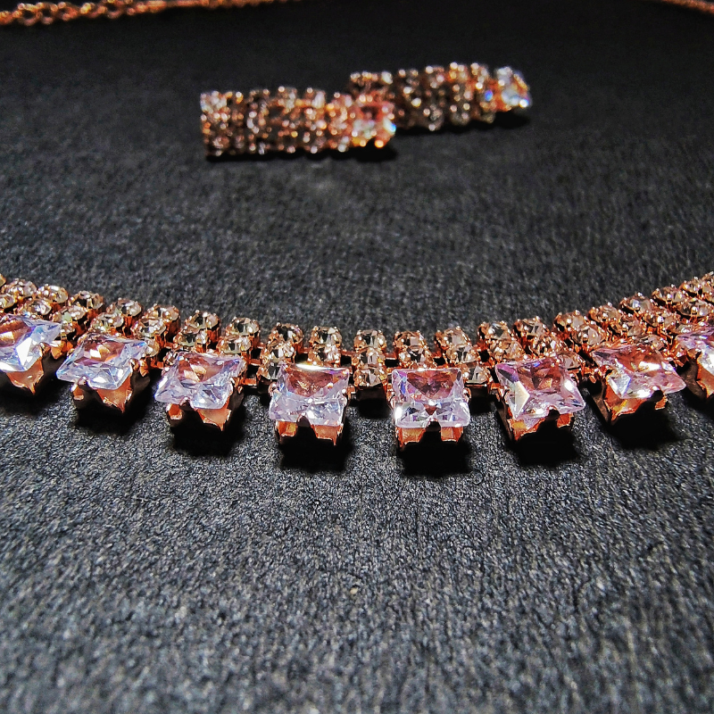 Elegant Gold American Diamond Necklace Set