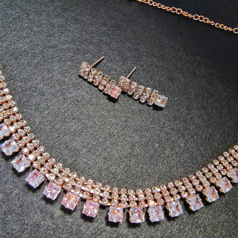 Elegant Gold American Diamond Necklace Set