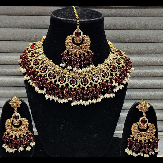 Antique Gold-Plated Pearl Kundan Set