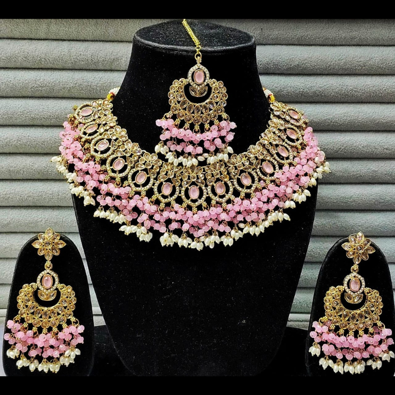 Antique Gold-Plated Pearl Kundan Set
