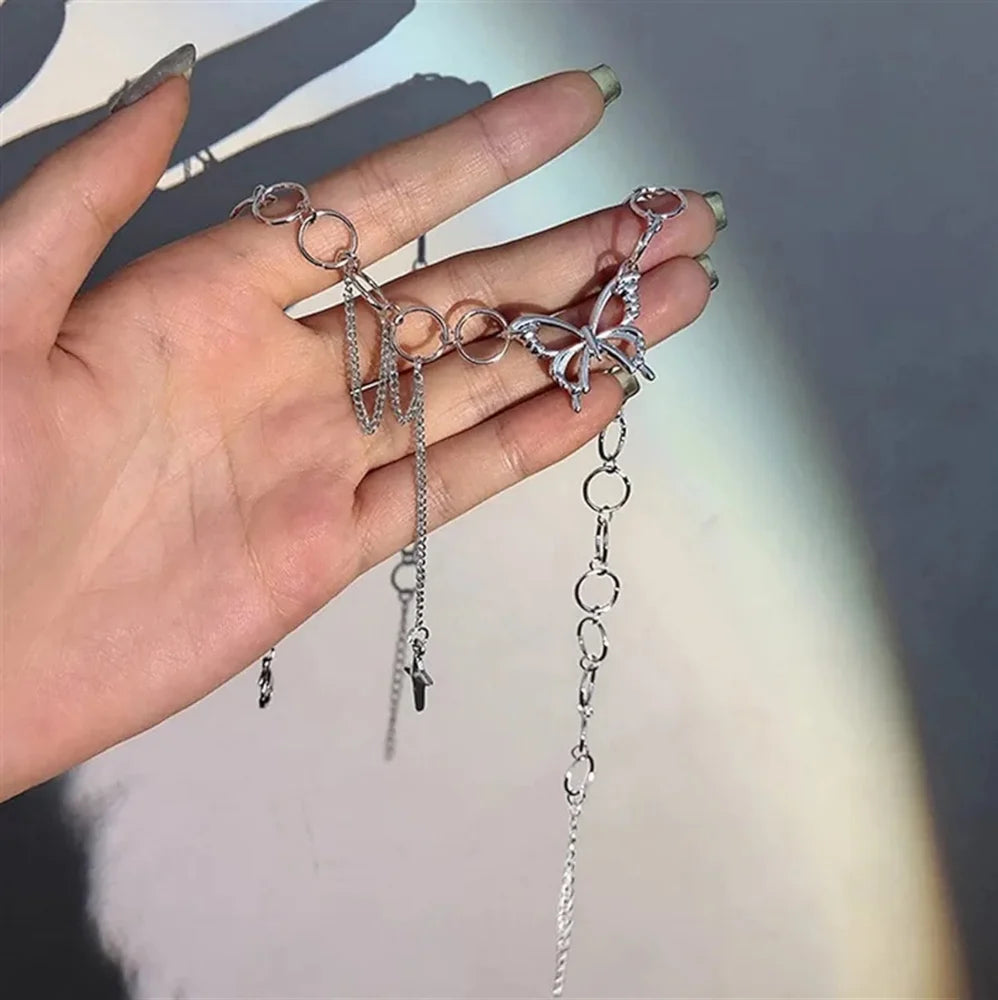 Geometric Circle Star Tassel Butterfly Choker Necklace