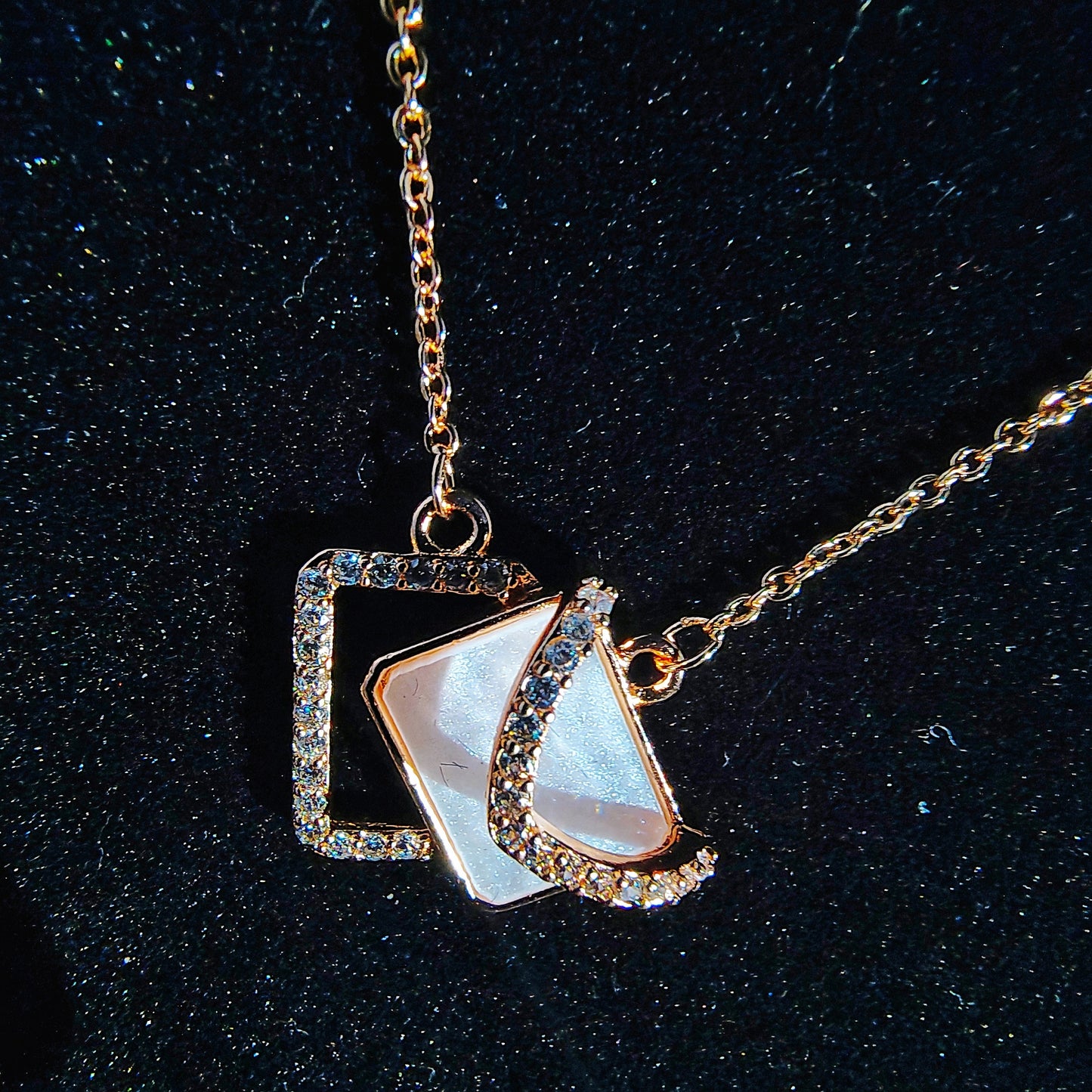Crystal Accented Gold Geometric Necklace