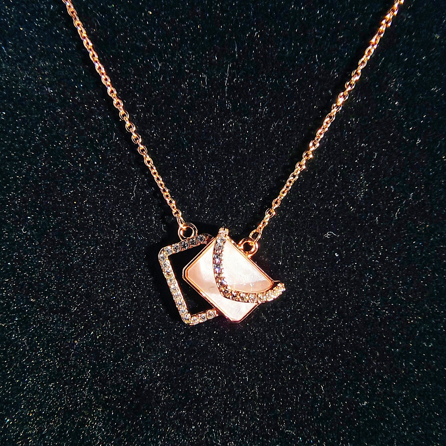 Crystal Accented Gold Geometric Necklace