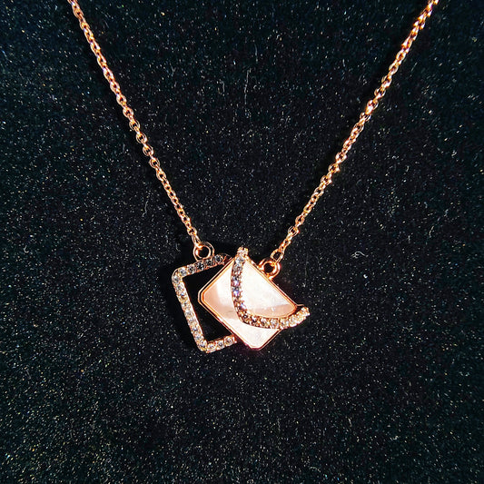 Crystal Accented Gold Geometric Necklace