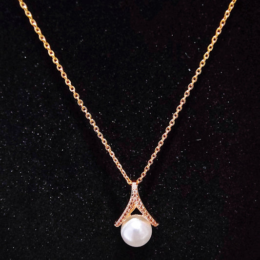 Dainty Pearl Drop Necklace with Crystal Accents