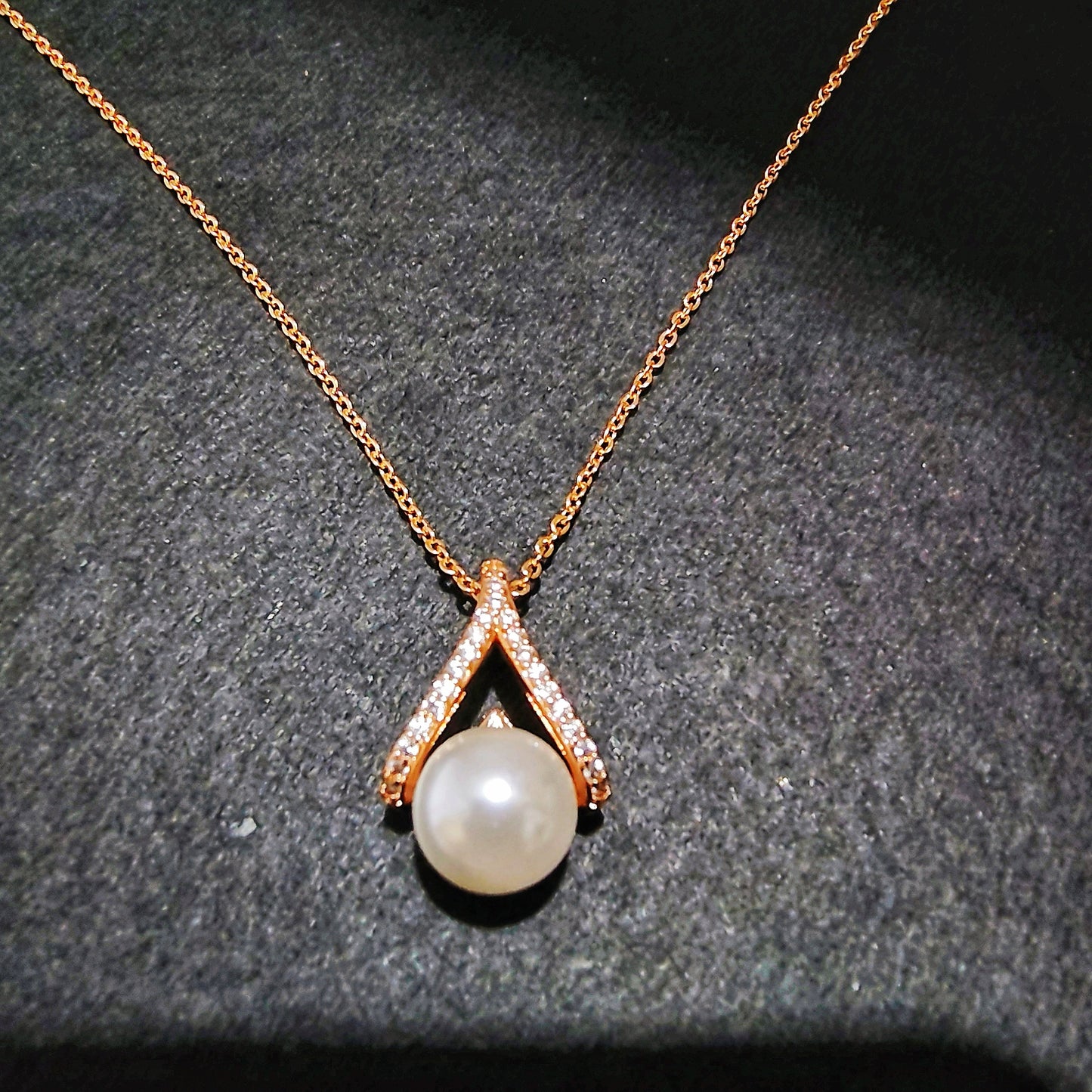 Dainty Pearl Drop Necklace with Crystal Accents