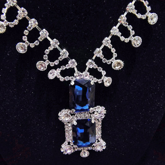 Royal Blue Cubic Zirconia Necklace and Earrings