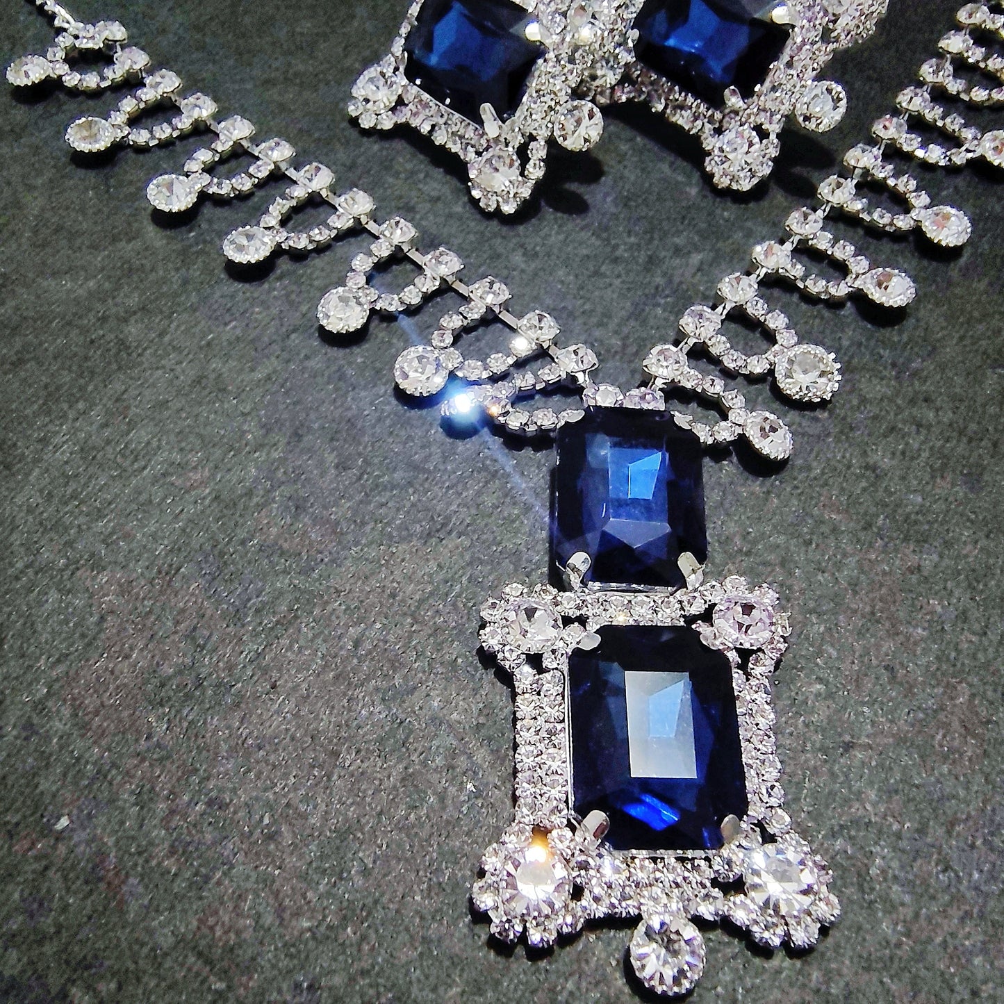 Royal Blue Cubic Zirconia Necklace and Earrings