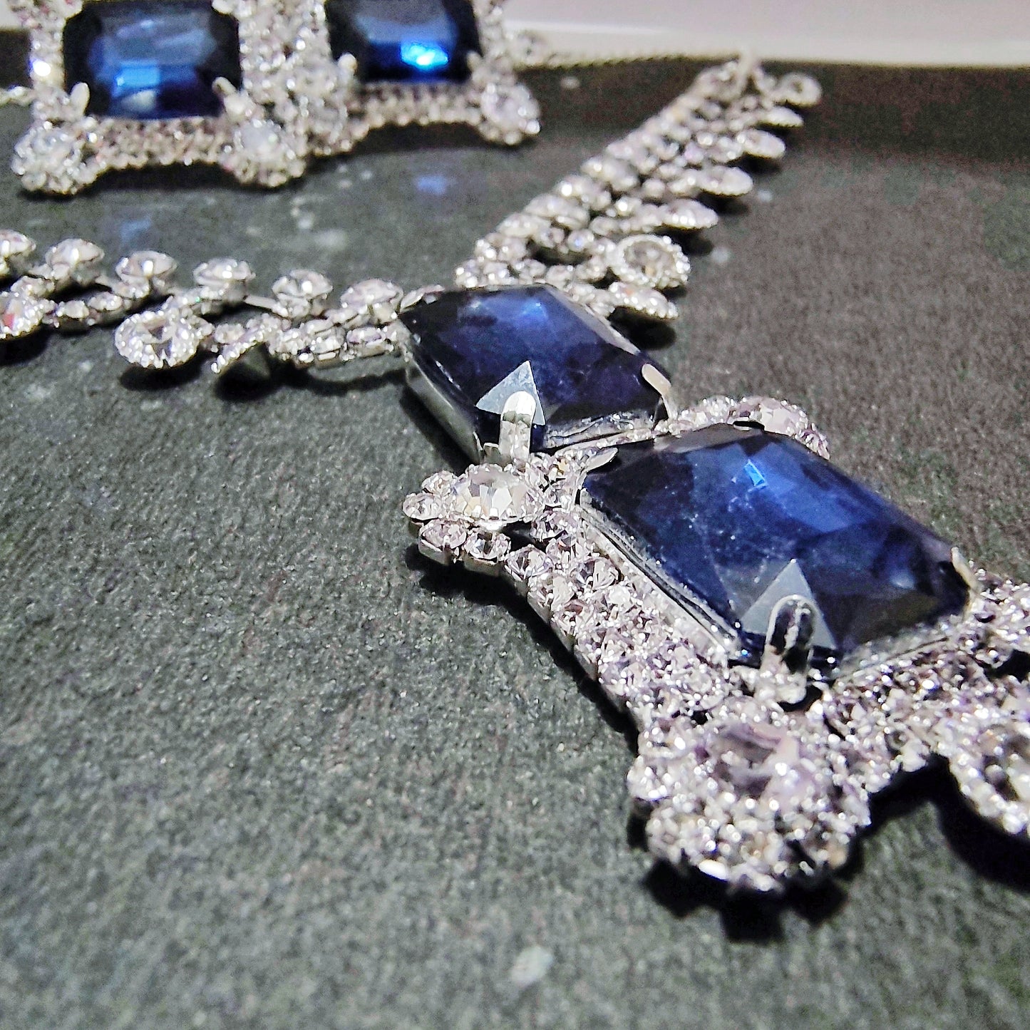 Royal Blue Cubic Zirconia Necklace and Earrings