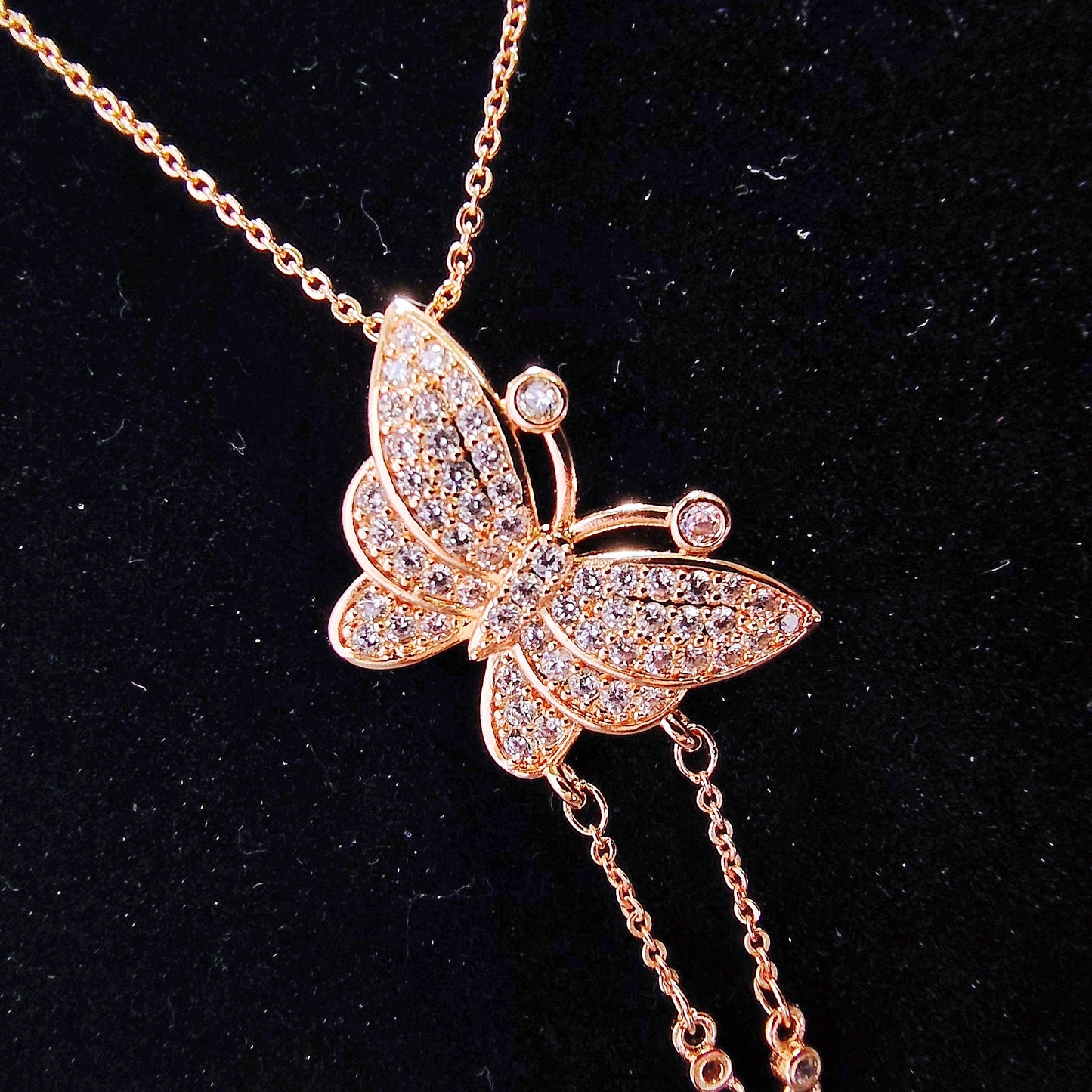 Elegant Crystal Butterfly Lariat Necklace