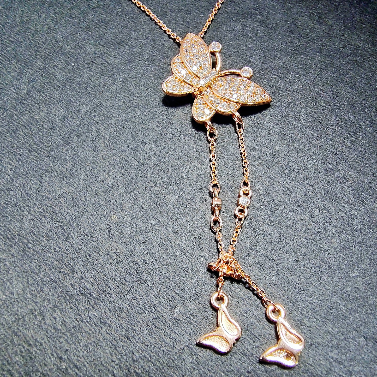 Elegant Crystal Butterfly Lariat Necklace