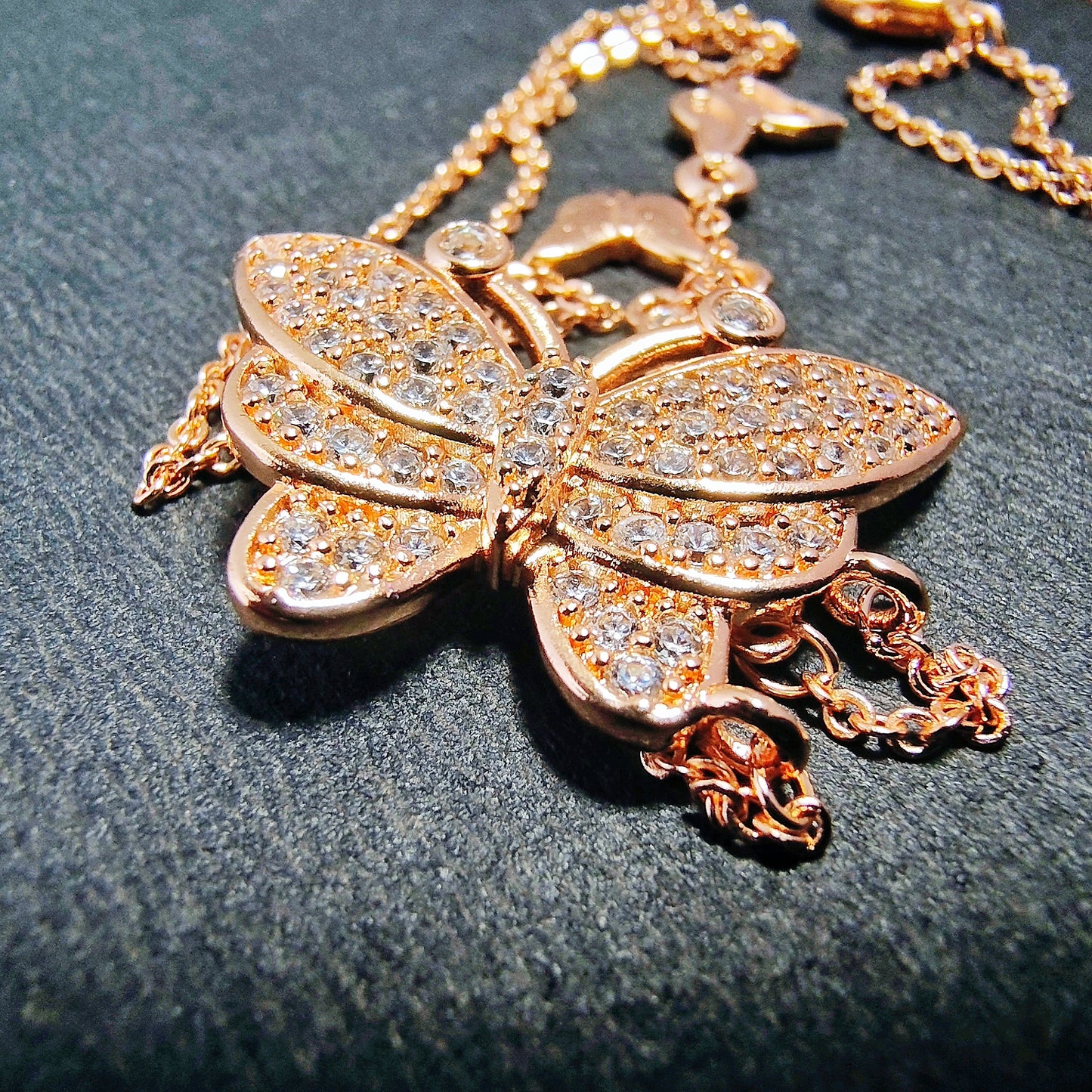 Elegant Crystal Butterfly Lariat Necklace