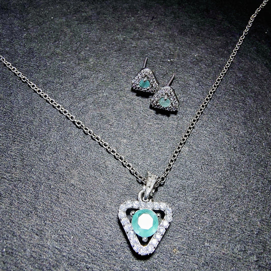 Aqua Radiance Triangle Pendant Set