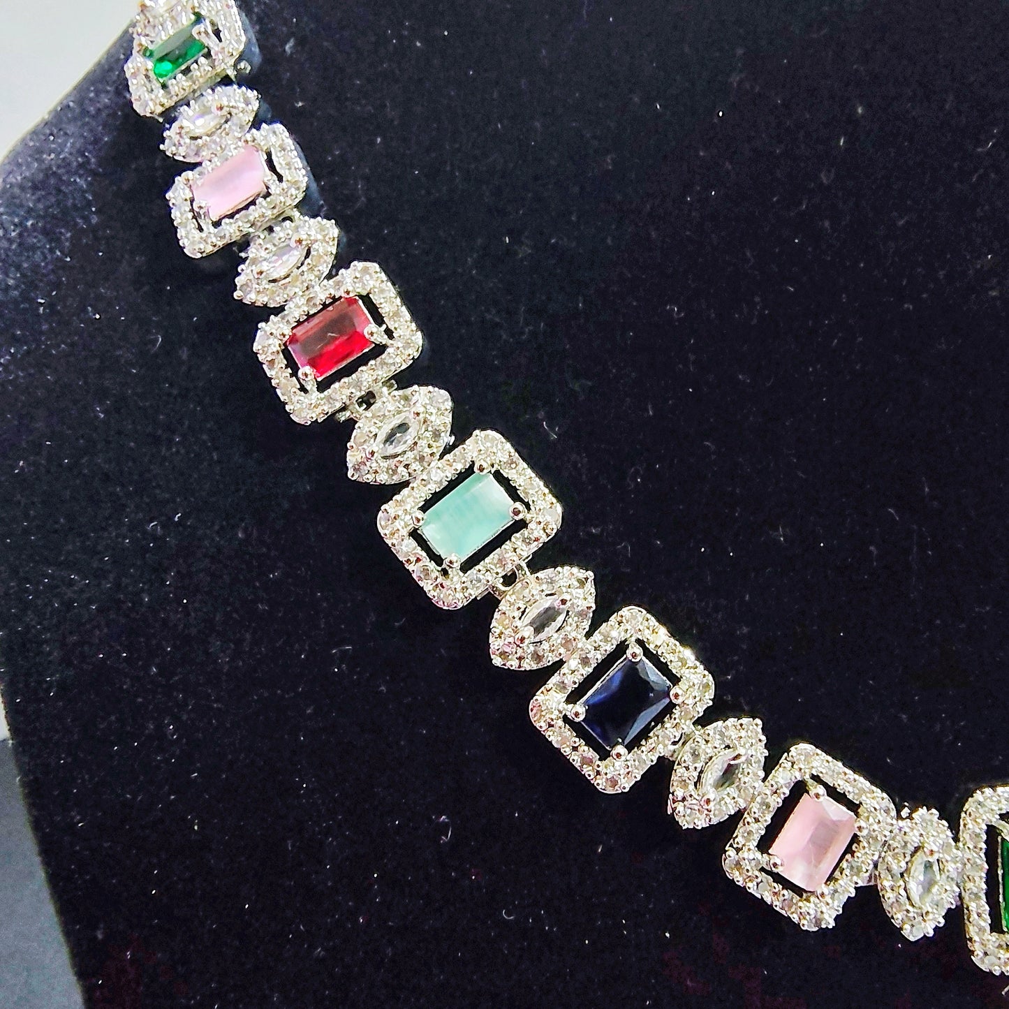 Luxury Multicolor Crystal Necklace & Drop Earrings