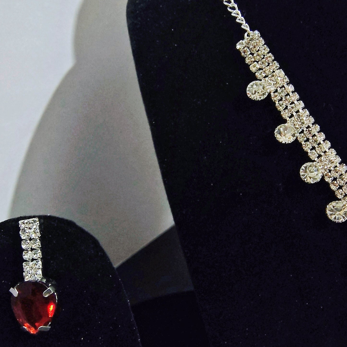 Crimson Blossom Statement Necklace Set