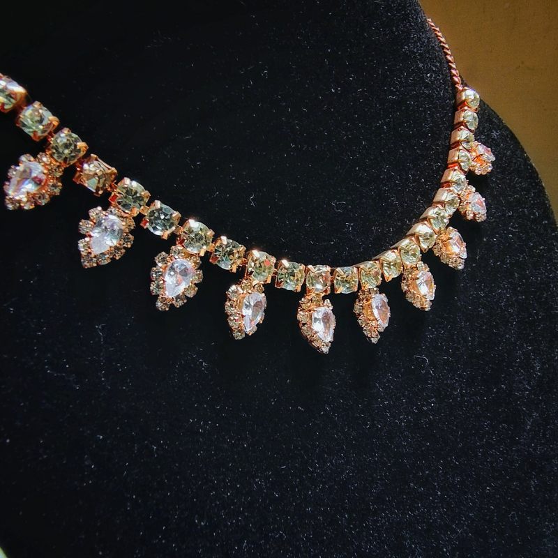 Gold Crystal Drop Necklace & Earring Set