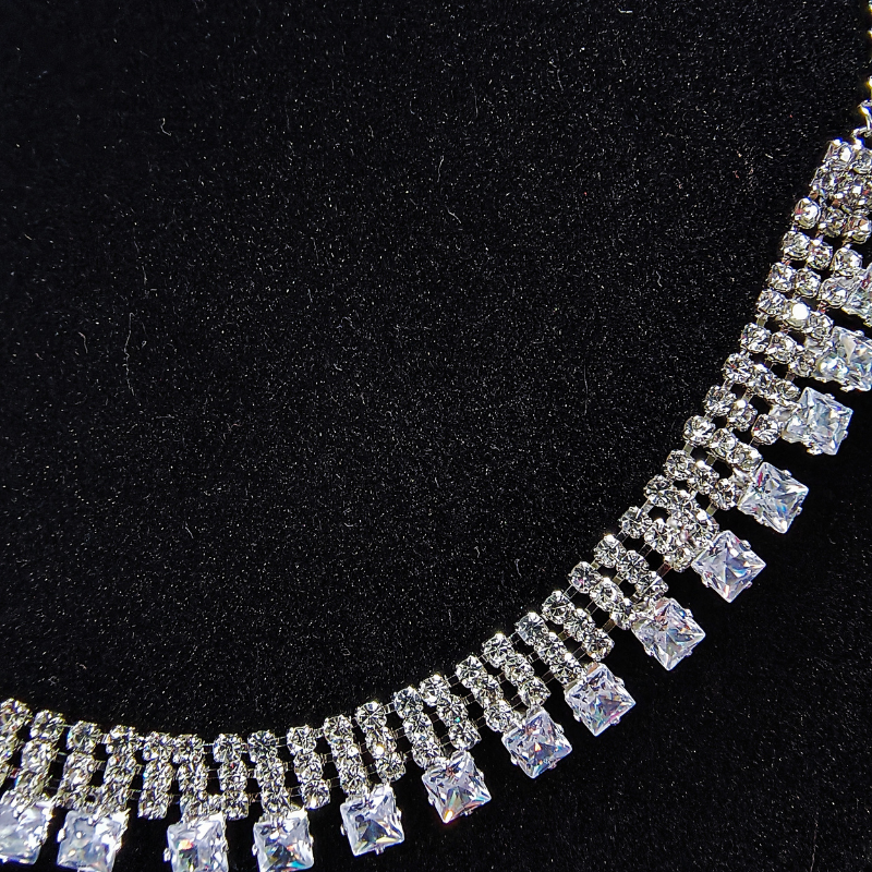 Glamorous Silver American Diamond Necklace and Earring Set