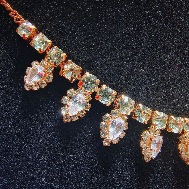 Gold Crystal Drop Necklace & Earring Set