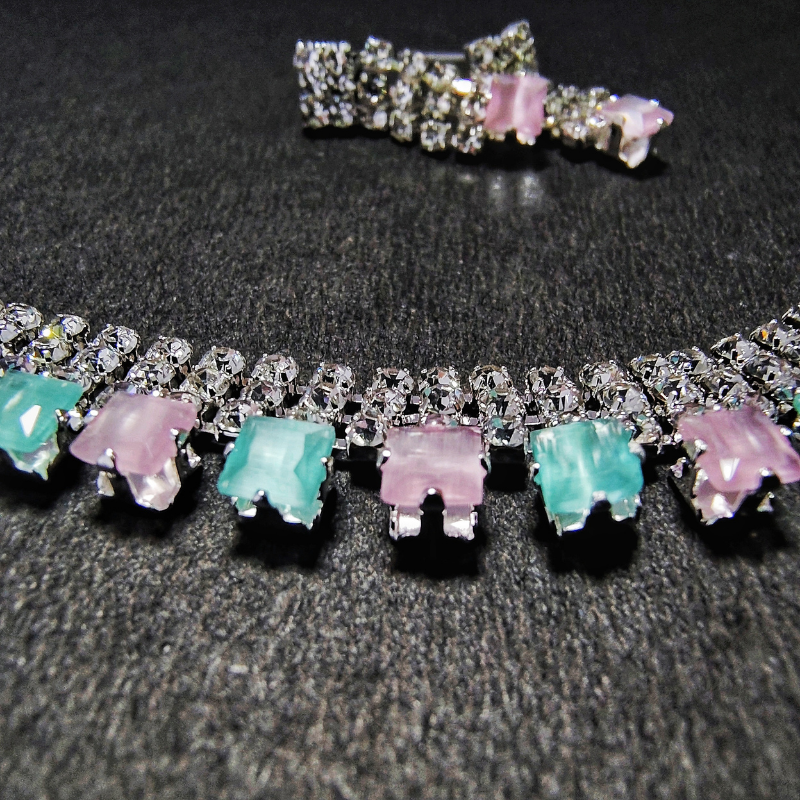 Charming Silver Necklace with Pastel Stone Accents