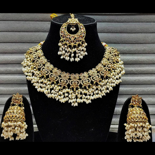Classic Gold & Pearl Kundan Necklace Set