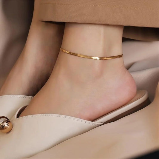 Minimalist Gold Colour Chain Anklet for Women